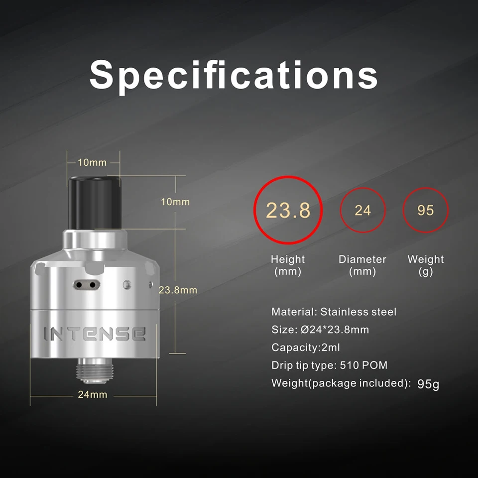Резервуар для вейпа thren Vape Intense Mesh MTL RDA 24 мм 2 мл распылитель 510 POM капельный