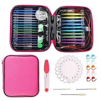 

1 Set Knitting Needles with Compass Ruler Scissors Mark Buckle Needle Circular U-shaped Needles Knitting Needles for Lady Girl