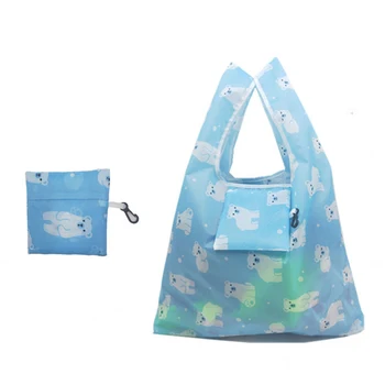 

Simple Causal Portable Fashion Women Folding Tote Storage Eco-friendly Large Polyester Shopping Bag Pouch Reusable