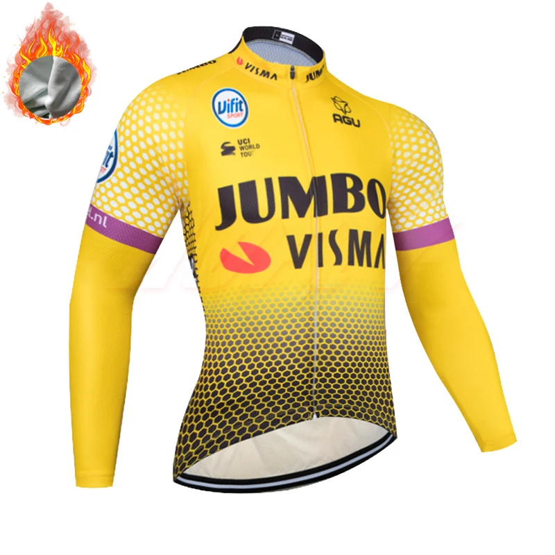 Зима, куртки для велоспорта JUMBO TEAM 9D, велосипедные штаны, Ropa Ciclismo, Мужские Термо флисовые, pro трикотаж для велосипедистов, одежда для велоспорта - Цвет: Fleece top