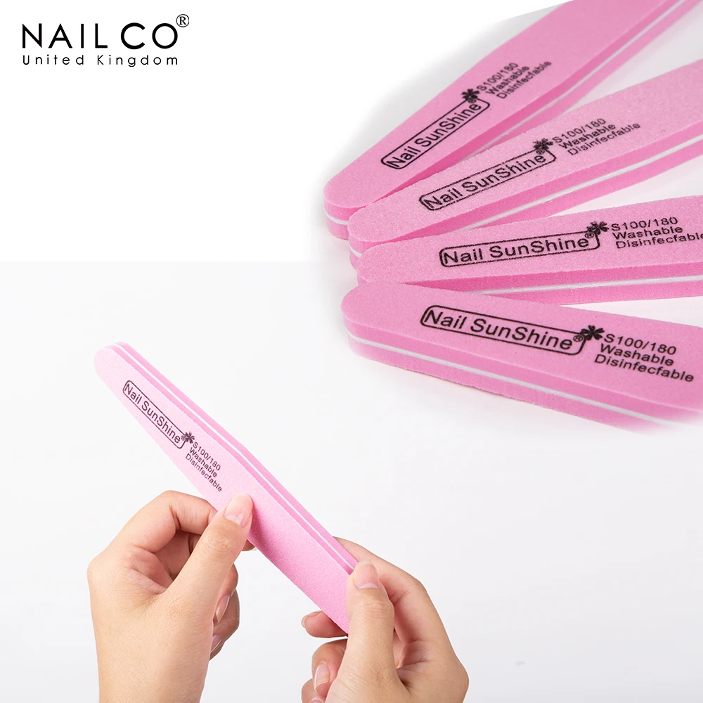

NAILKCO for a Manicure Pink Nail File Buffer Block Sanding Double Side Pedicure Washable Sponge Buffing Easy to Carry 1 Pcs