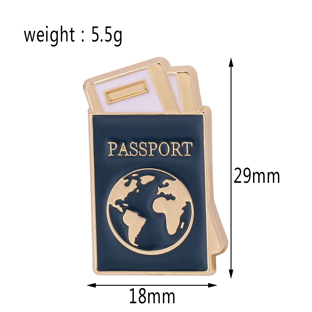 Nautical Diary Global Map Passport Enamel Pins Lapel Brooches Cute Map Passport Badge Pins Clothes Backpack Brooch Jewelry Gifts