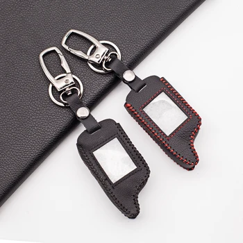

Russian version MA Case keychain Leather case for Scher Khan magicar A B lcd remote two way car alarm system