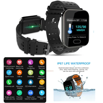

A6 Smart Watch with Heart Rate Tracker Fitness Tracker Blood Pressure Monitor Smartwatch IP67 Waterproof For Android IOS Phone