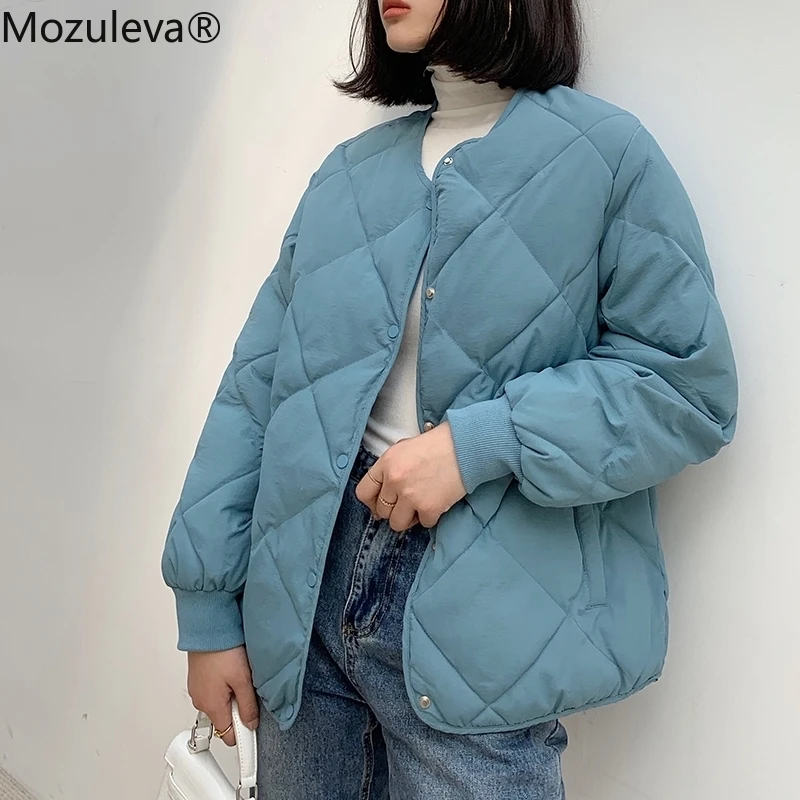 Mozuleva/Новинка 2020 года; Сезон осень зима; Женские куртки с v образным вырезом; Стеганая парка пуховик; Высокое качество; Теплое винтажное пальто большого размера; femme|Парки| | АлиЭкспресс
