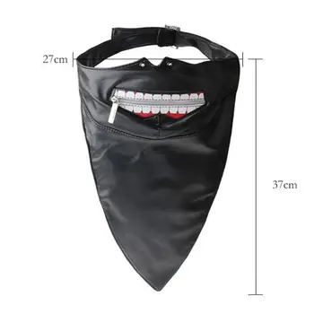 

Windproof Riding Mask PU Masks Punk Costume Cycling Running Face mask sports female man rivet Hannibal black zipper Tokyo Ghoul