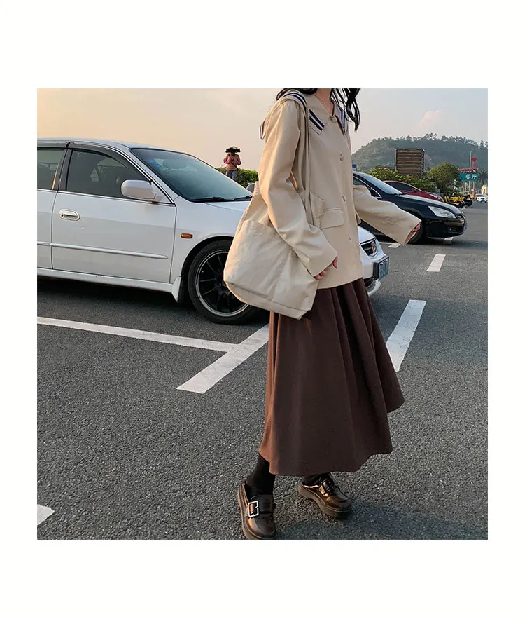 Alien Kitty Preppy Style Stylish Loose Elegant Autumn Chic Casual Feminine Sailor Collar Women Casual All Match Blazers