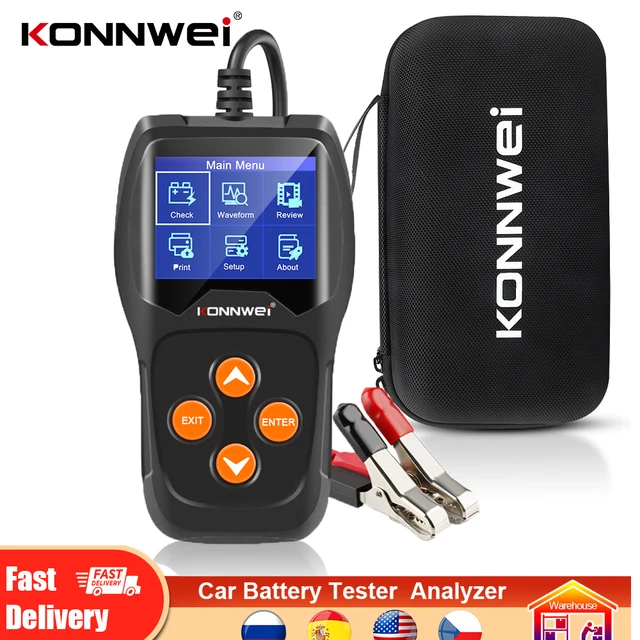 KONNWEI KW600 السيارات جهاز اختبار بطارية 12 فولت سيارة جهاز اختبار بطارية محلل دعم 2000CCA بطارية التشخيص معدات تحميل الشحن