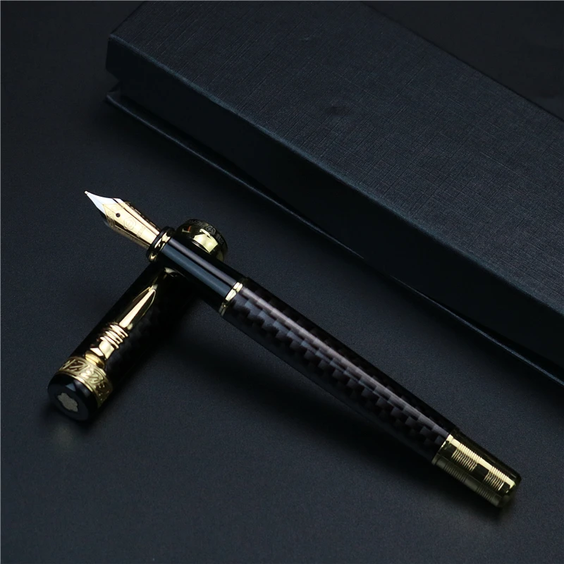 ヒーロー万年筆ギフトボックスブラックチェック柄柄インクなし