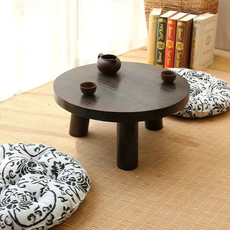 Japanese Antique Small Round Table 40x22cm Paulownia Wood Traditional Asian Furniture Living Room Low Floor Coffee Table Wooden Coffee Tables Aliexpress