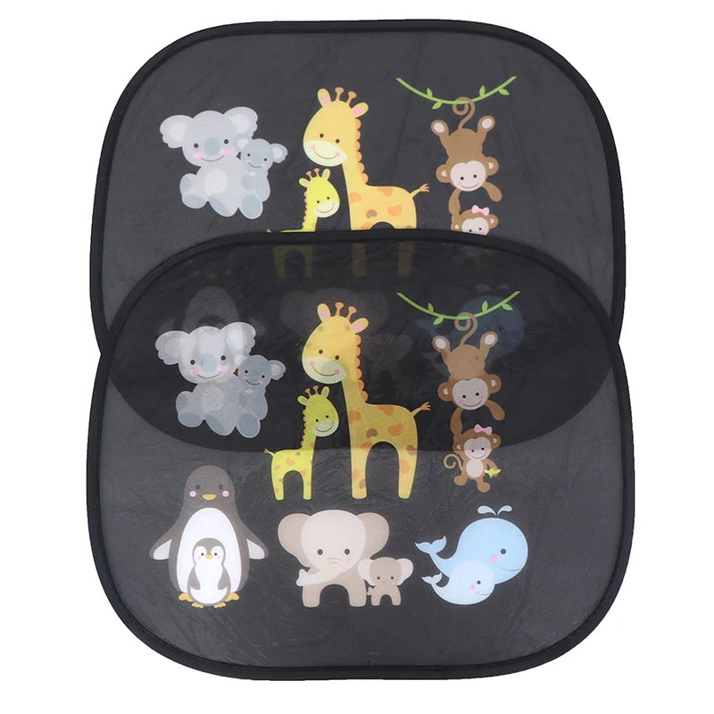 Parasol de coche para bebés y niños, ventana UV, plegable, Animal, 2 uds.