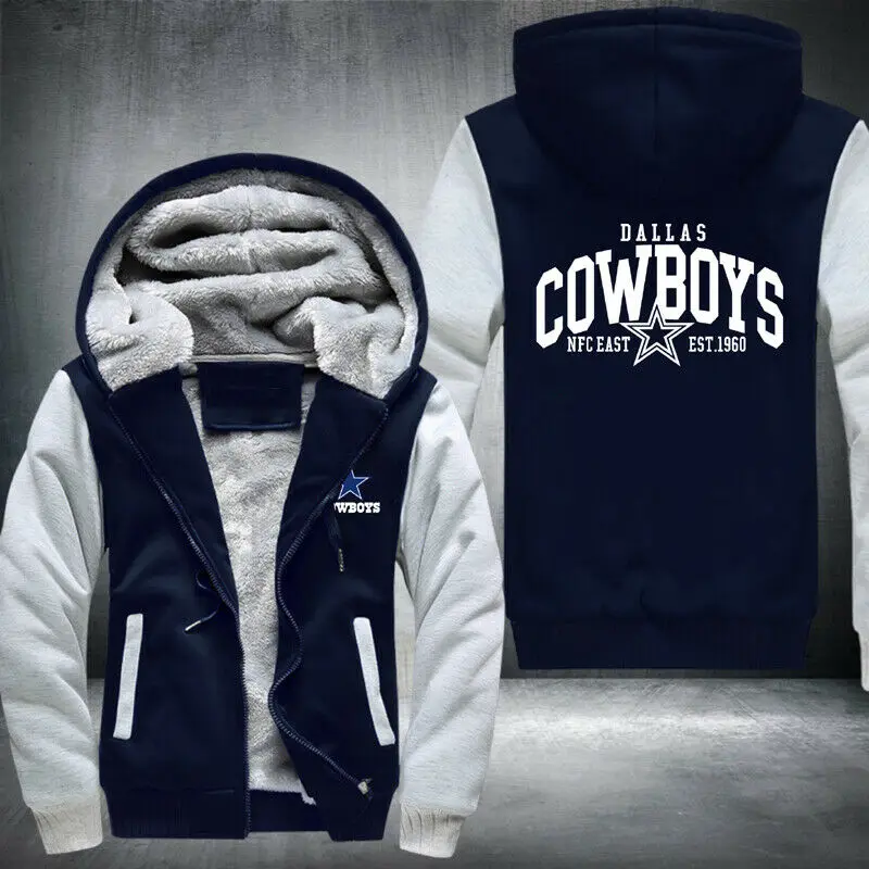 Новая мужская куртка на молнии с капюшоном Dallas Cowboys, новая зимняя теплая верхняя одежда