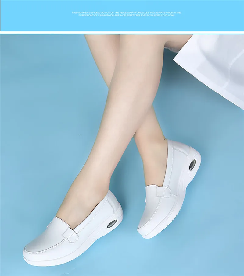 BEYARNE Four Seasons woman Pure black and white soft platform full sole nurse air cushion Shoes Women Genuine shoesL007