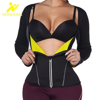 

NINGMI Neoprene Sauna Top Waist Trainer Weight Loss Sport Vest Sauna Suit Body Shaper Jacket Top Shapewear Shirt