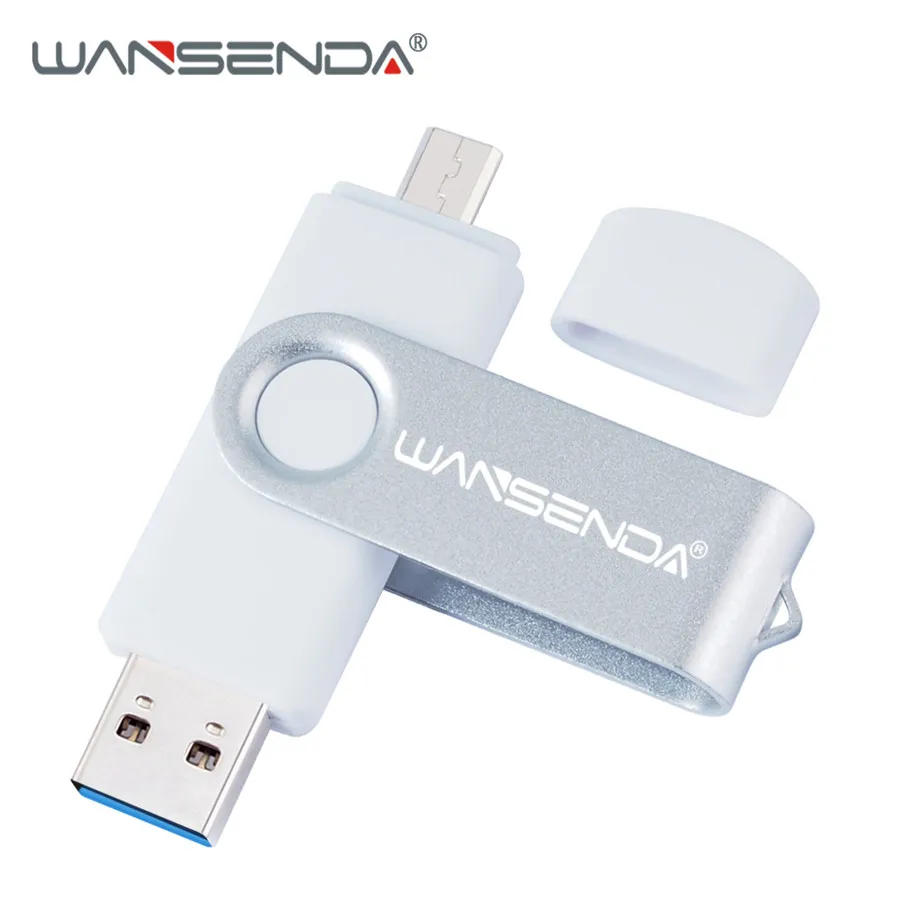 WANSENDA OTG USB флеш-накопитель USB 3,0 флеш-накопитель 16 ГБ 32 ГБ 64 Гб 128 ГБ 256 ГБ флеш-накопитель высокоскоростной флеш-накопитель USB 3,0 карта памяти - Цвет: Белый