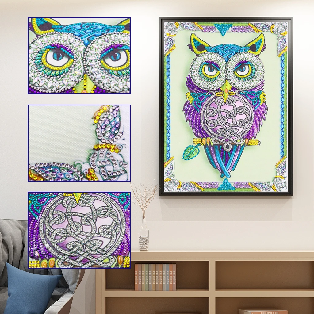 

Special Shaped Owl Diamond Painting DIY 5D Partial Drill Cross Stitch Kits Crystal Rhinestone Of Picture Diamond Embroidery
