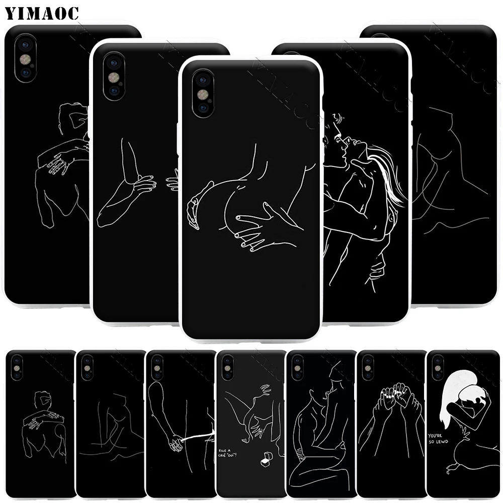 

YIMAOC Minimalist Line Sexy Couple Phone Case for iPhone 11 Pro XS X XR Max 8 7 6 6S Plus SE 5S
