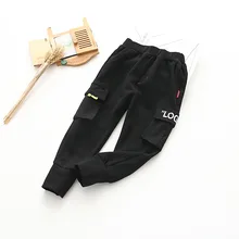 Новинка года; сезон осень; детские брюки из чистого хлопка с большими карманами; Осенняя рабочая одежда для студентов; модные брюки