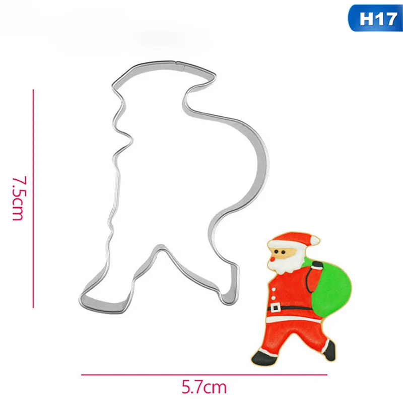 Stainless Steel Biscuit Mould Santa Claus Shape Fondant Cake Mold DIY Sugar Craft Xmas 3D Pastry Cookie Cutters Cake Tools