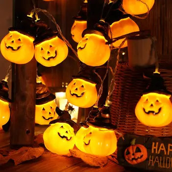 

3m/20pcs Lantern Halloween Lights String Pumpkin Light String Use Battery Decorative Atmosphere Halloween Accessories