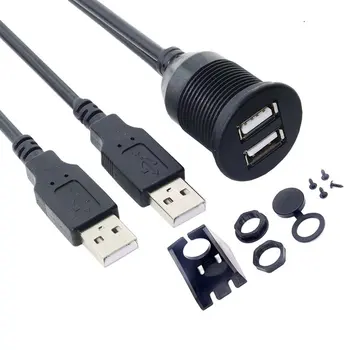 

Dual Usb 2.0 Extension Lead For Car Audio Stereos With Mounting Bracket