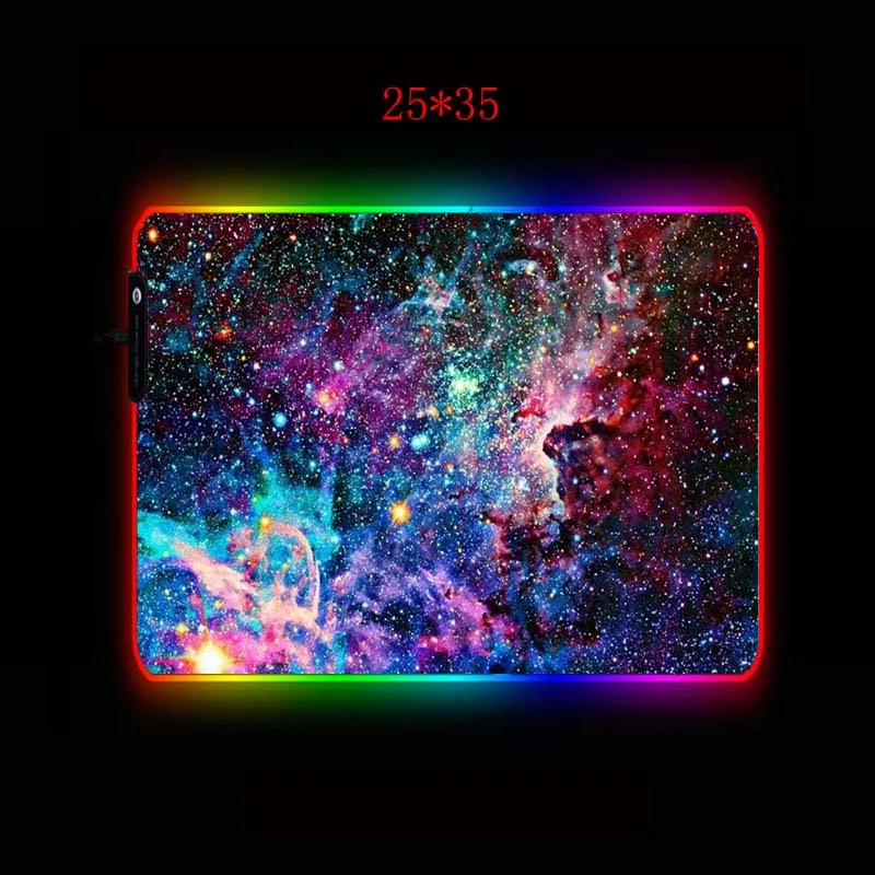 Yuzuoan XXL звездное небо RGB коврик для мыши игровой компьютер клавиатура Коврик Esport плеер светодиодный подсветка красочный настольный коврик сделай сам на заказ изображение