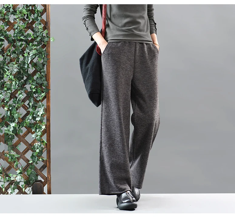 Winter Pants Women Fashion Slim-type Fleece Warm Trousers New Female Elastic Waist Casual All-match Pants