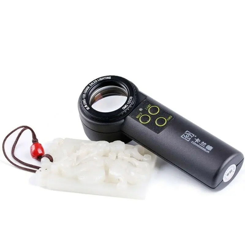 Handheld Antique Diamond Identify Helping Hand Magnifying Glass with Led Lights Jewelry Loupe Lighted Jewel Magnifier 10x 20x |