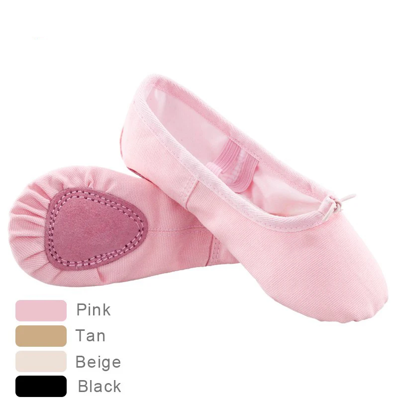 

Children Kids Canvas Cotton Ballet Shoes Girls Dance Split Sole Gymnastics Yoga Dancing Shoes Pink Tan Black Beige 24-40