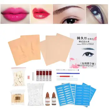 

Piercing Gun Semi-Permanent Microblading Eyebrow Tattoo Needle Pen Practice Pigment Tools Set for Beginners Rotary Tattoo Kit q