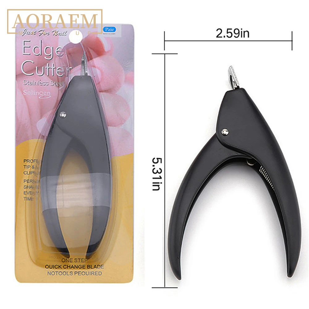 Cortador de Unhas Aoraem Falso Profissional Clippers Borda Reta Acrílico Manicure Ferramentas Design Guilhotina Aparadores Aço Inoxidável 7 Aoraem falso cortador de unhas profissional clippers