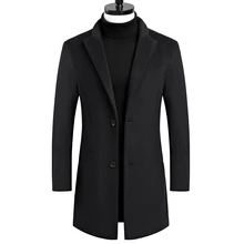 Осень и зима Новое мужское шерстяное пальто большой размер тонкий длинный плащ, модные тонкие дикие мужские куртки плюс размер S-4XL