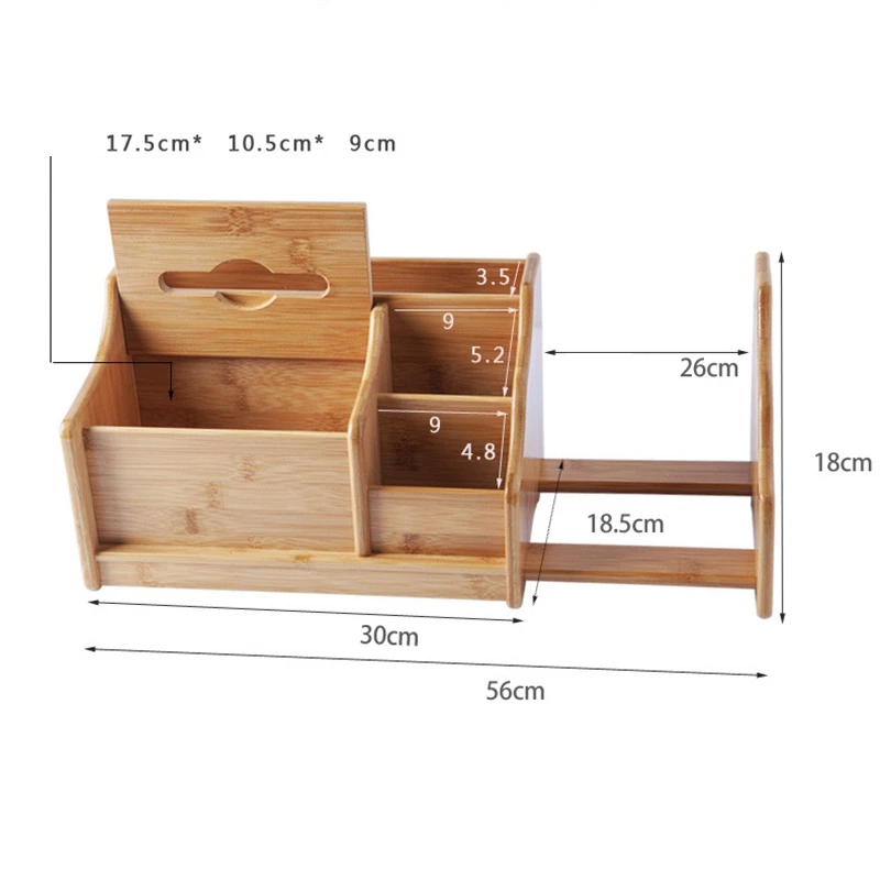  Bamboo Desktop Storage Box Retractable Bookshelf Office Desk Stationery Remote Control Storage Rack