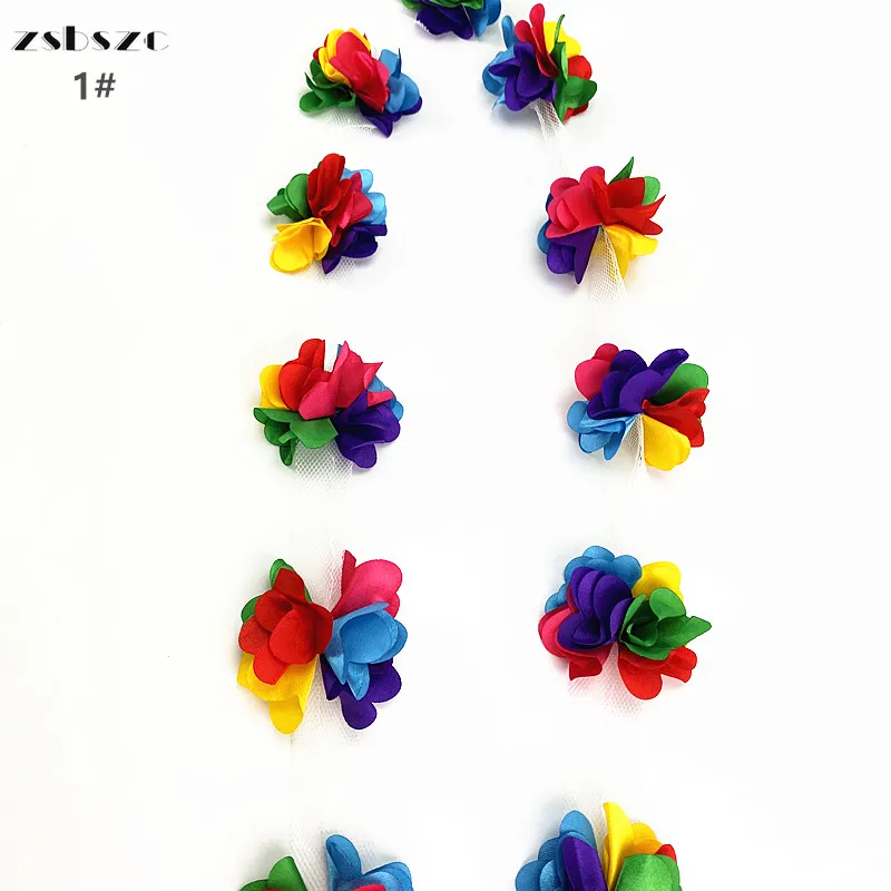 3D Chiffon Flowers 33 color 2 Yard 5cm Width lace trim flower lace ribbon decoration clothes accessories
