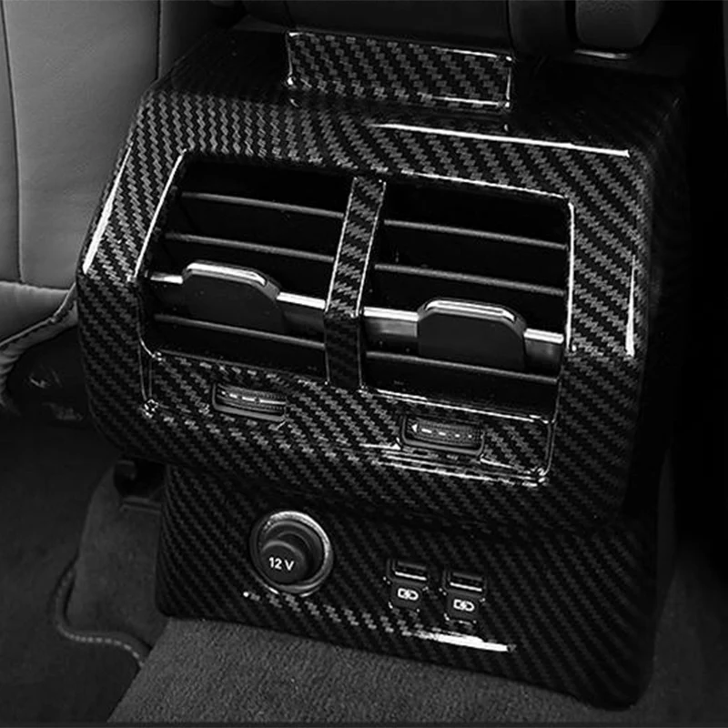 

Car styling Carbon fiber Rear air conditioning vent outlet decoration Covers stickers trim For Audi Q3 Interior Auto Accessories