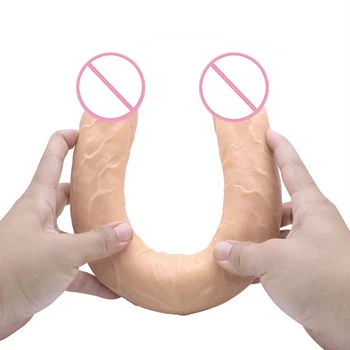 46cm Soft JDildo Double Long Realistic Dildos Cock Lesbian Vaginal Anal Plug Flexible Fake Penis For Women Dildos Sex Toys 4