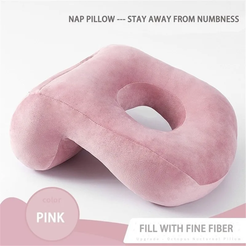 Pink Подушка для сна, подушка для головы, полый дизайн, подушка для шеи, поддержка головы, мягкая подушка для шеи, дышащая подушка для самолета, для дома, офиса, для сна - Цвет: Pink