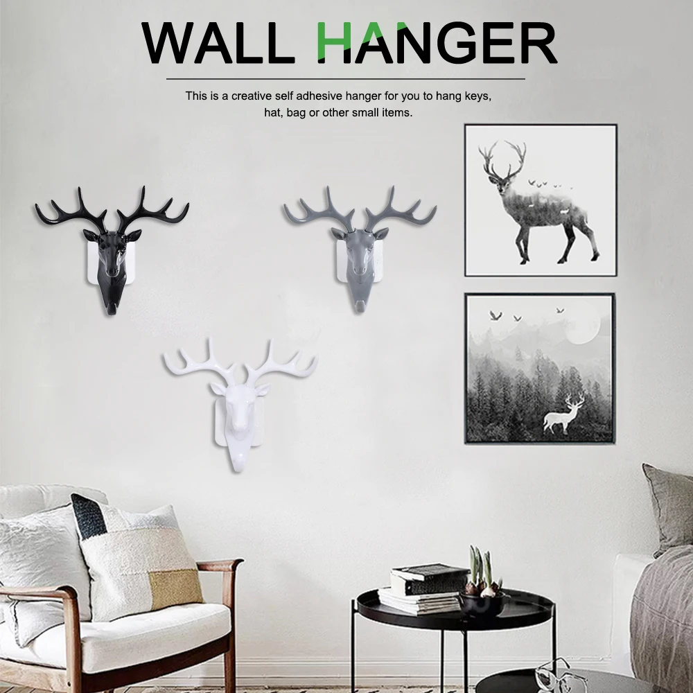 Винтажный настенный крючок в виде головы оленя животное подвесной для одежды