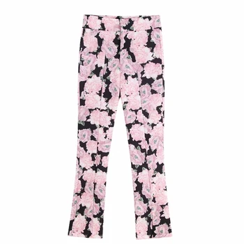 

2020 Women Stylish Flower Printing Pencil Pants Zipper Female Casual Fashion Slimming Trousers Office Wear Pantalones Mujer
