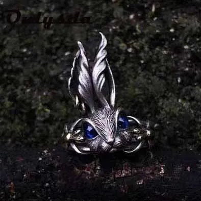 316L Stainless Steel Good Quality Blue Eyes Bunny Ring Cute Big Ears Rabbit Women Retro Men Fashion Jewelry Lover Gift | Украшения и