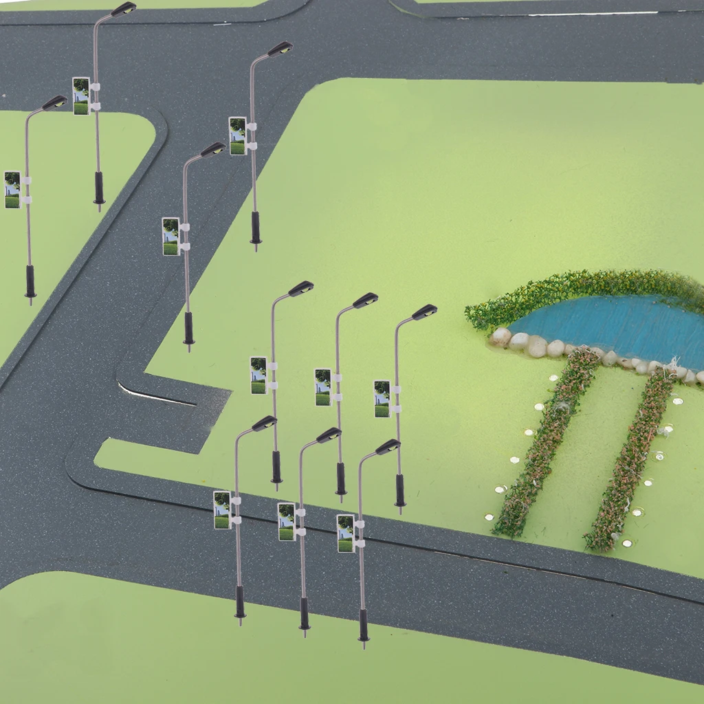 20x HO White LED Lamppost Model Railway Park Landscape Decoration 1/200 3V Street Layout LED Courtyard Lights Garden Accessories