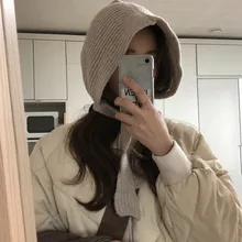 Однотонные цветные наушники в стиле ретро, шерстяная шапка, игривая вязаная шапка, корейская мода, новая осенняя и зимняя теплая шапка