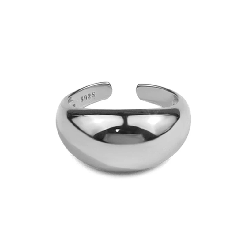 VENTFILLE 925 Sterling Silver Ring for Women Men Smooth Geometric Finger Ring Adjustable Party Jewelry Wholesale - Image 6