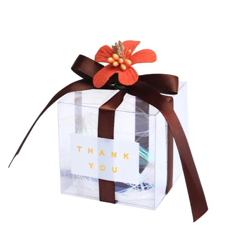 DIY 6x6x6cm 10pcs flower five colors all stars wedding transparent box candy box creative hand-made packaging European candy box