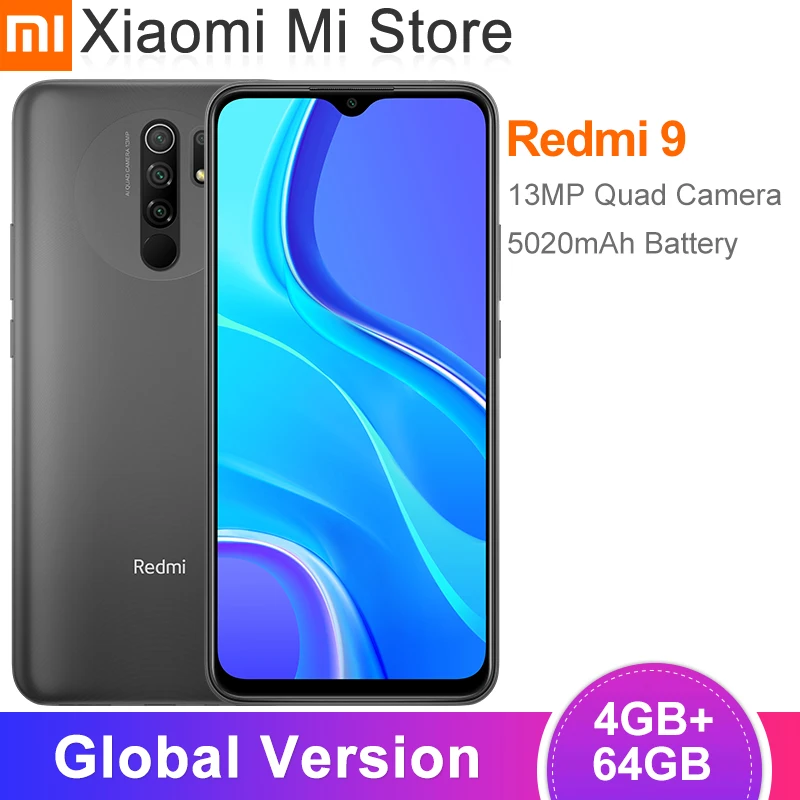 Versión Global Xiaomi Redmi 9 Smartphone 4GB RAM 64GB ROM Helio G80 13MP + 8MP Cámara 6,53 FHD + 5020mAh batería de la batería