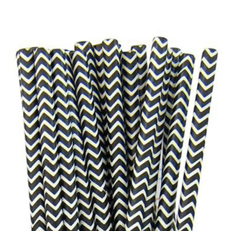 200 Pcs Retro Stripe Vintage Paper Drinking Straws Birthday 8 Bags(100 Pcs Orange& 100 Pcs Black