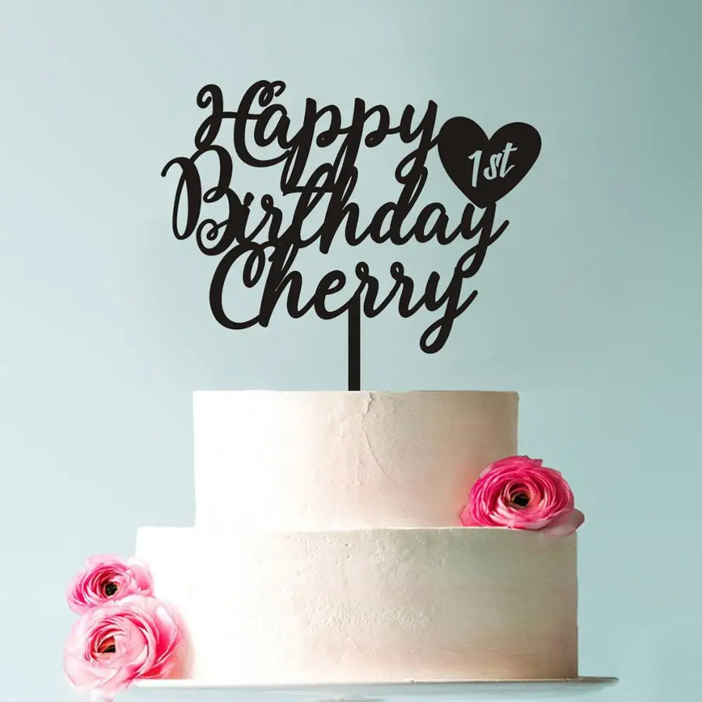1st Birthday Cake Topper First Happy birthday cake topper Wooden top | Дом и сад