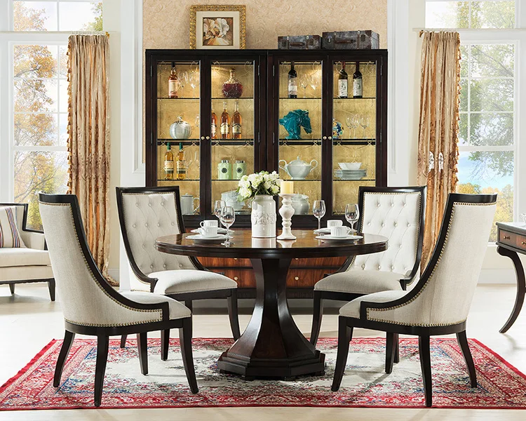 Роскошный Деревянный круглый обеденный стол во французском стиле, современный набор, современный набор, современный стол, обеденный стол, роскошный стиль WA424