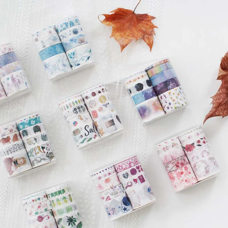 10 шт./компл. Kawaii набор для скрапбукинга лента Washi цветок Бумага изоляционная лента клейкая лента для поделок Стикеры канцелярских принадлежностей