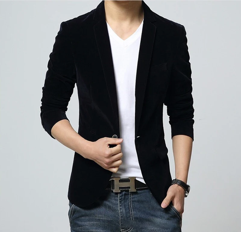 Blazers Men's Suit Autumn Jacket Masculino Men's Coats Velvet Hombre Solid Slim Fit Groom's Clothes Smart Casual Clothes MOOWNUC Blazers Men's Suit Autumn Jacket Masculino Men's Coats Velvet Hombre Solid Slim Fit Groom's Clothes Smart Casual Clothes MOOWNUC